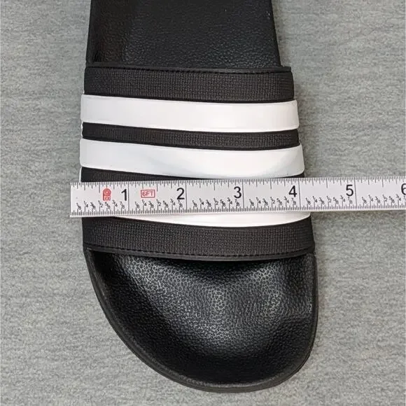 NWOT Adidas Adilette Shower Slip On Sandals Slides Core Black White Mens 11 - Picture 4 of 9